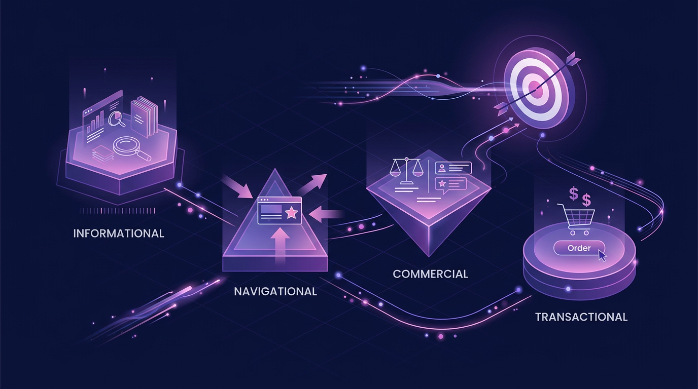 Transactional vs commercial vs informational vs navigational intent, explained